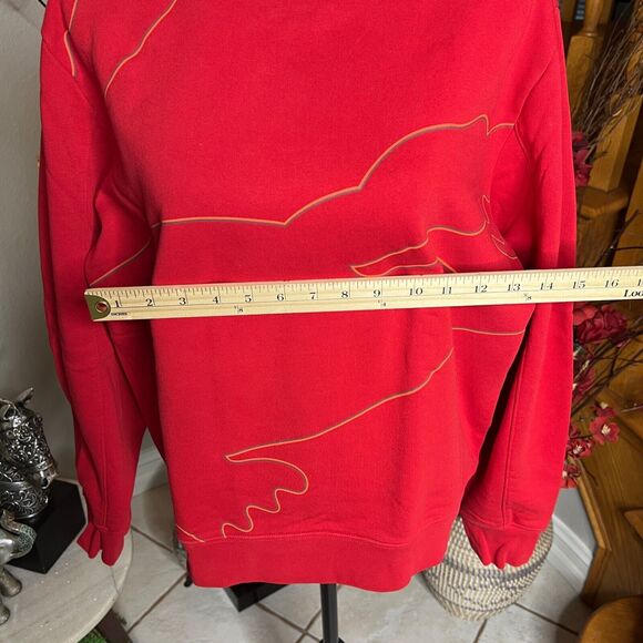 Lacoste Red Long Sleeve Outlined Big Croc Fleece Crewneck Sweater Men’s M - Picture 9 of 11